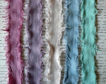 5 metres tattered cotton ribbon for journals, snippets, spines
