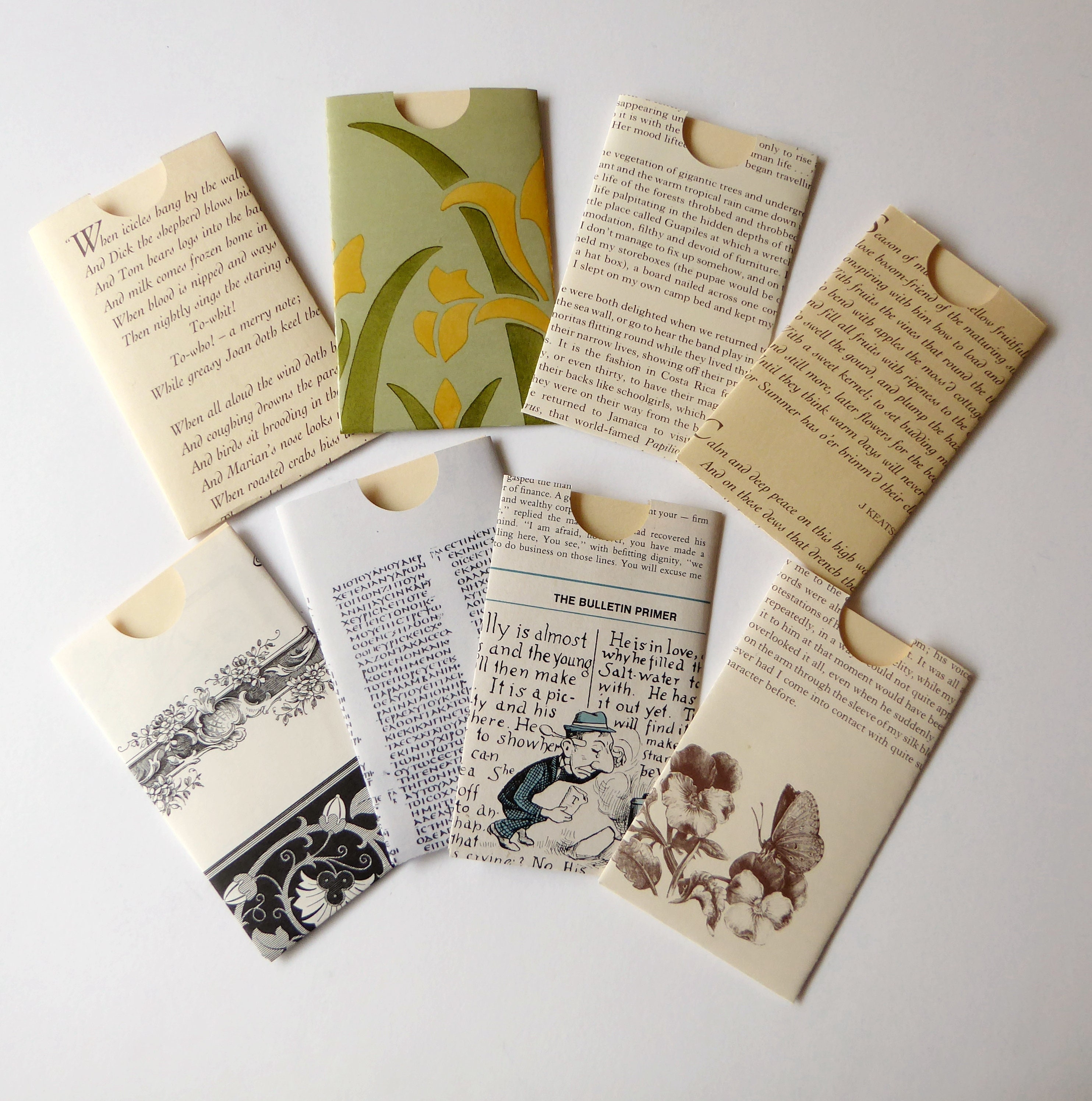 Library Pockets from Vintage Book Pages, Junk Journal Ephemera Kit