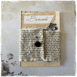Hand frayed tea dyed words ribbon for journals, belly bands, spines