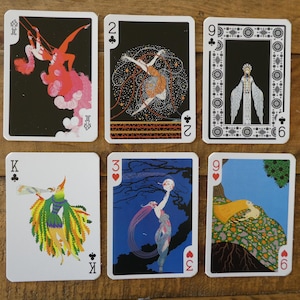 6 Erté artwork playing cards, swap cards