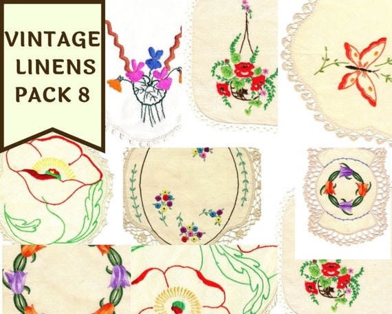 Vintage Linens Pack 8 Instant Download Printable JPEG | Etsy