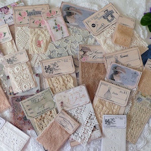 Vintage lace sample cards, junk journal embellishments image 1