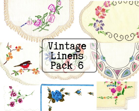 Vintage Linens Pack 6 Instant Download Printable JPEG - Etsy