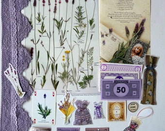 Lavender vintage ephemera pack 20 pieces