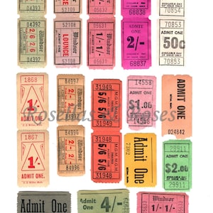 41 Vintage Tickets, Instant Download, Printable JPEG image 3