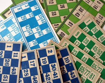 Vintage Bingo cards - 10 cardboard cards