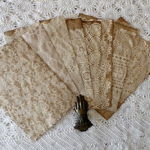 12 piece coffee dyed lace paper pack, A4 paper