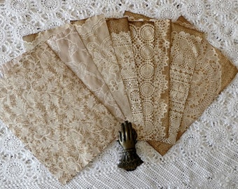 12 piece coffee dyed lace paper pack, A4 paper