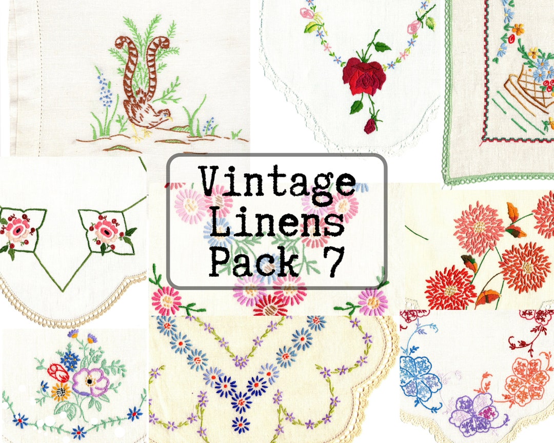 Vintage Linens Pack 7, Instant Download, Printable JPEG - Etsy