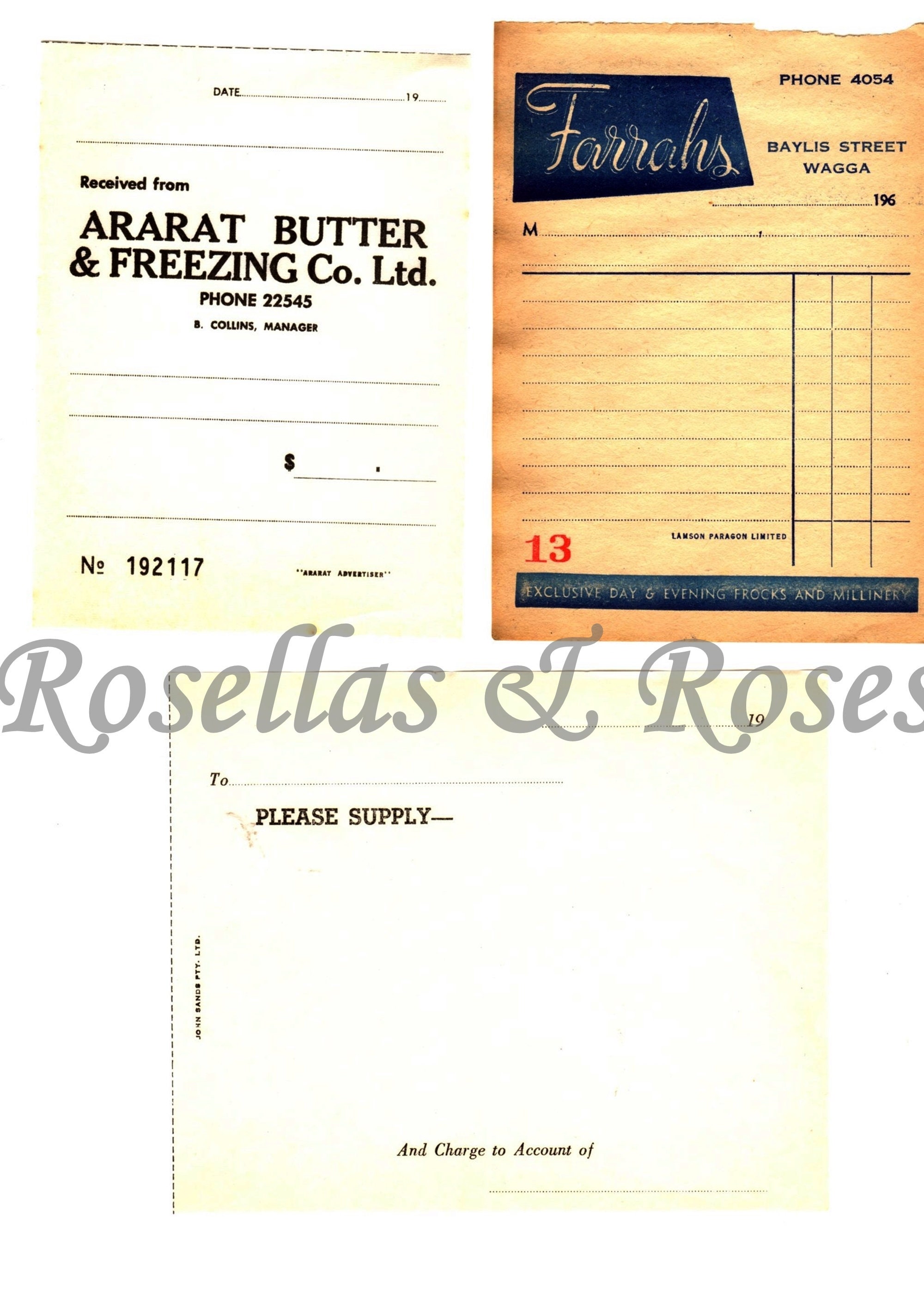 DIGITAL Vintage Order Forms, Instant Download, Printable