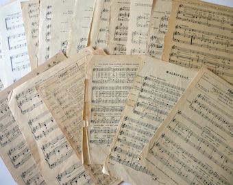 20 sheets large vintage music paper pack, 20 pages