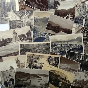 10 vintage sepia postcards unused