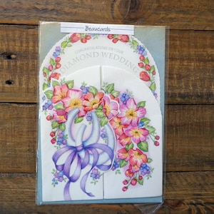 Vintage Diamond Wedding anniversary card, unused card with envelope