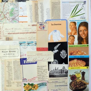 Vintage French ephemera paper pack, Paris themed pack, 50+ pieces