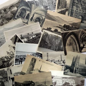 10 vintage black and white postcards unused