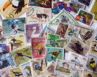 50 bird postage stamps mixed lot