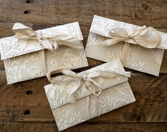 Stitched embossed wallpaper pouch, junk journal supplies