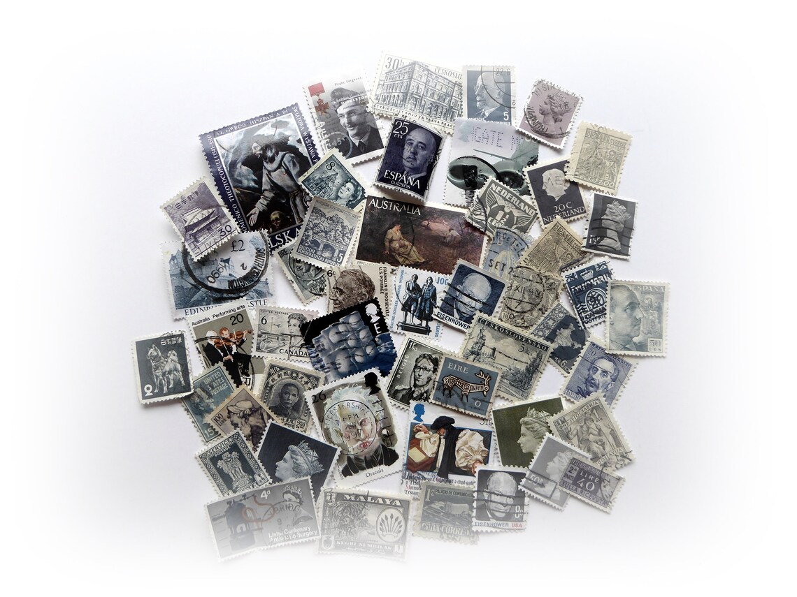 50 Grey Vintage Postage Stamps Mixed Lot - Etsy