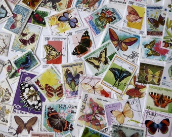 50 butterfly postage stamps mixed lot