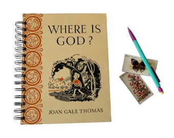 Where is God? repurposed journal, medium spiral notebook