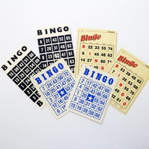 6 vintage Bingo cards - 6 cardboard game cards