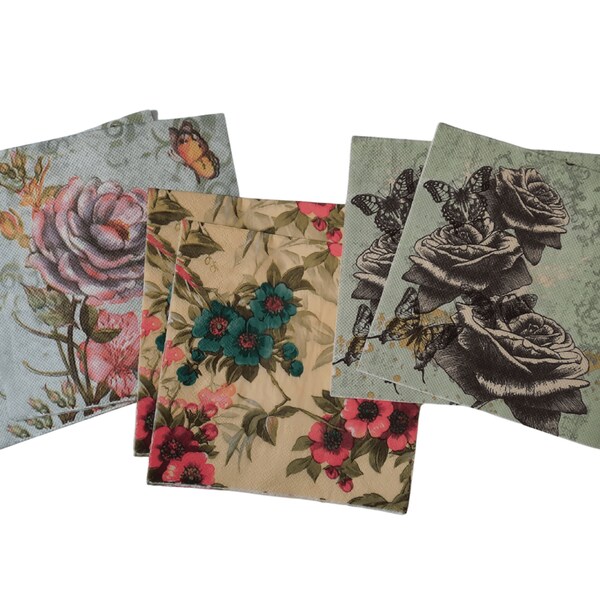 Floral Napkins for Decoupage Etsy