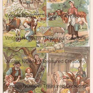 Farm Animals Cute Vintage Digital Kit Digital Print Printable Ephemera ...