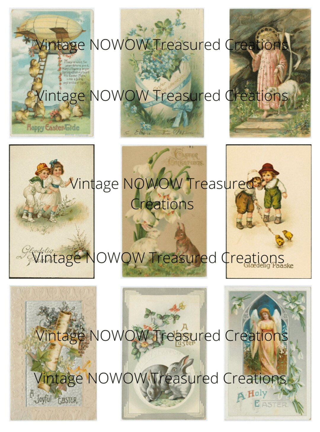 Vintage Easter Cards Set 2 Digital Kit Digi Kit Digital Print Digital ...