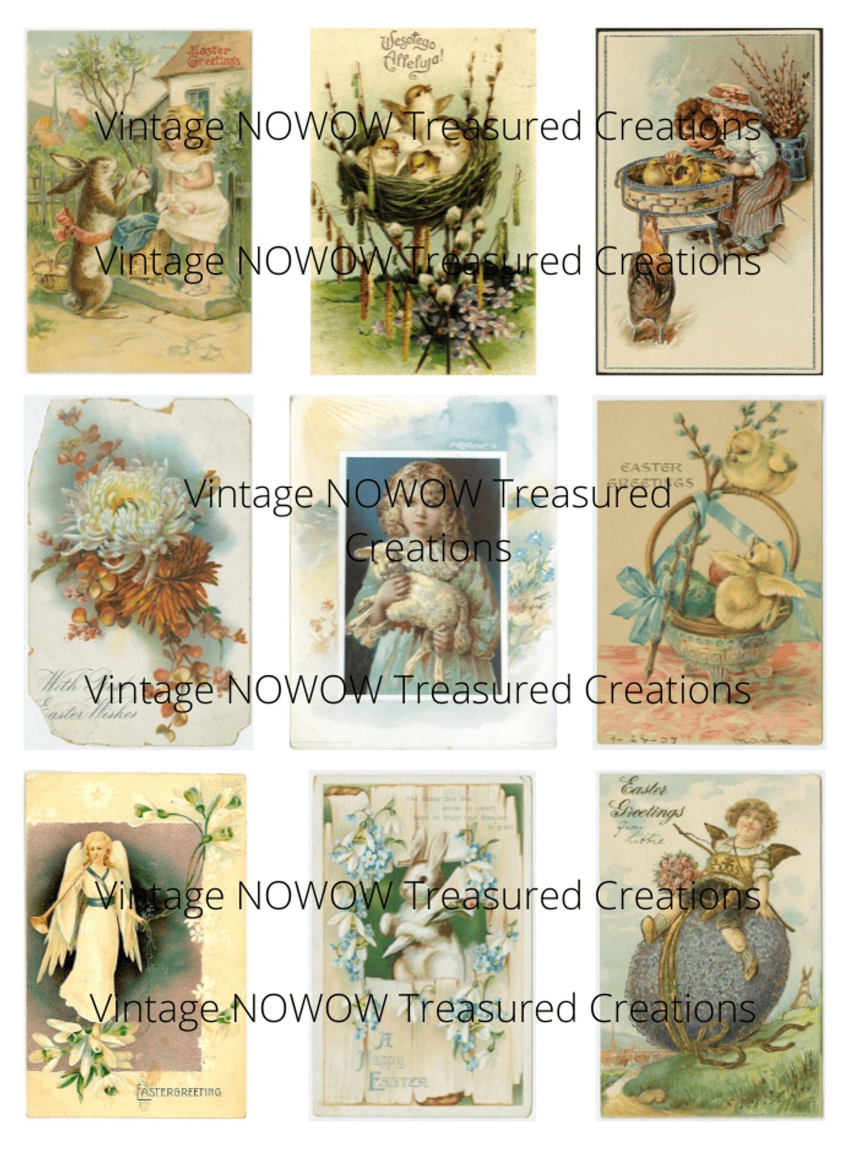 Vintage Easter Cards Set 1 Digital Kit Digital Image Digital Print ...