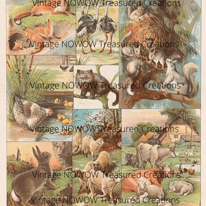 Farm Animals Cute Vintage Digital Kit Digital Print Printable Ephemera ...