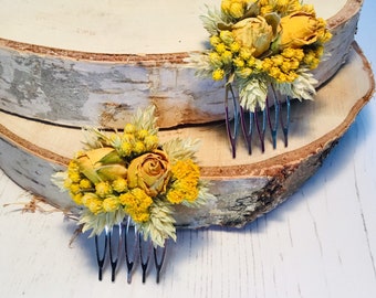 Dried flower hair comb | small | TAYGETE | Yellow | Wedding