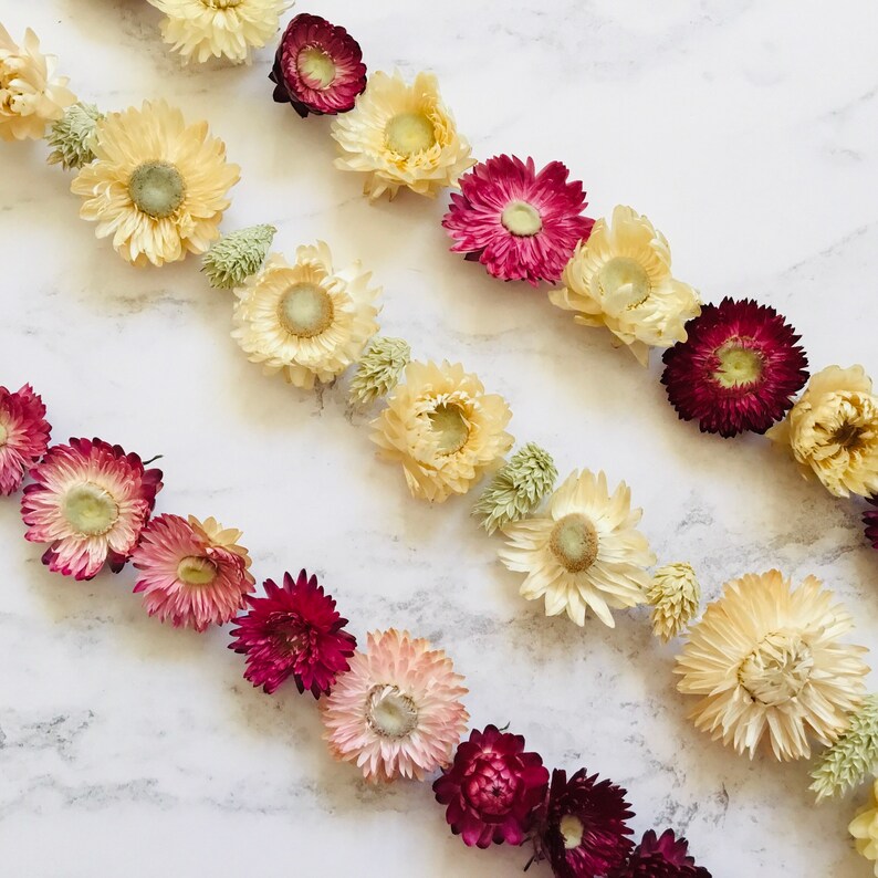 Dried flower garlands PINK strawflower wedding home and Etsy
