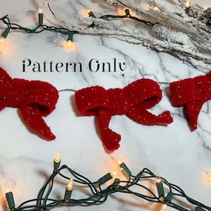Christmas Bow Garland Crochet *Pattern ONLY