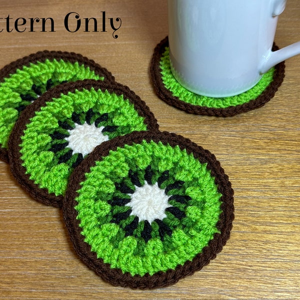 Kiwi Slice Coaster Crochet * Modèle UNIQUEMENT