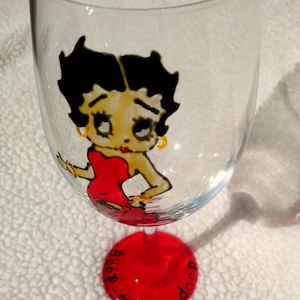 Betty Boop wine glass Hand painted Gift For her Girlfriend Mom Grandma gift For her Birthday gift Christmas gift Glass painting Funny gift