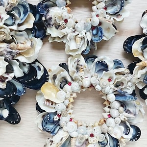 Conjunto de decoración de 4 paredes, adorno de pared de flores, decoración de pared de arte de ostras, adorno colgante de pared, decoración de pared de arte de concha, decoración de pared estilo Boho