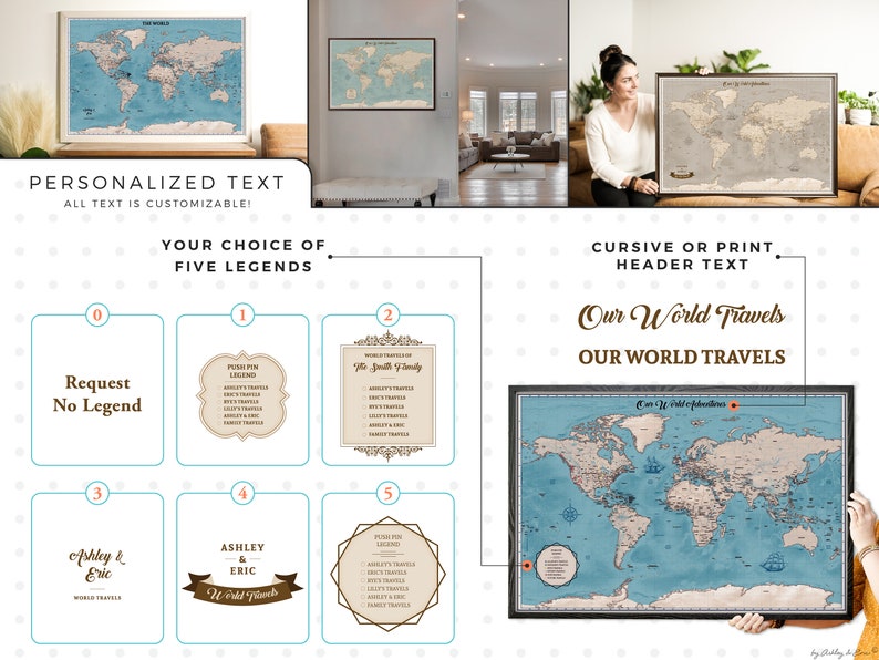 Personalized Push Pin Travel Map