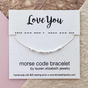 Personalized Morse Code Bracelet for Women - Sterling Silver Custom Name Jewelry - Unbiological Sister Gift for Her, Mom - Loved Bracelet