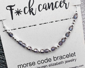 Custom Morse Code Bracelet - F*ck Cancer Bracelet - Breast Cancer Survivor Gift - Personalized Morse Code Jewelry - Cancer Awareness Jewelry