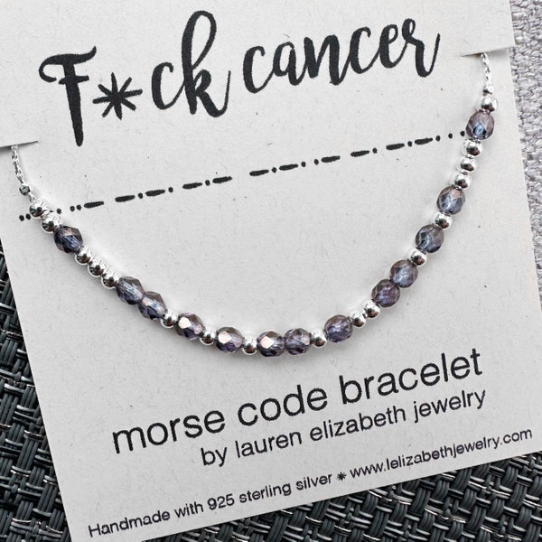 Custom Morse Code Bracelet - F*ck Cancer Bracelet - Breast Cancer Survivor Gift - Personalized Morse Code Jewelry - Cancer Awareness Jewelry