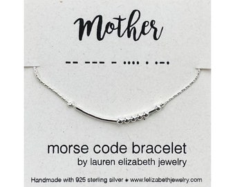 Custom Mother’s Day Gift - Personalized Morse Code Bracelet - Gift for Mom, Mother, Madre - Sterling Silver Birthday Gift for Her