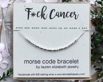 F*ck Cancer Bracelet - Custom Morse Code Bracelet - Breast Cancer Survivor Gift - Personalized Morse Code Jewelry - Cancer Awareness Jewelry