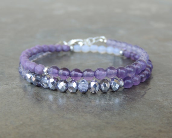 Amethyst Bracelet Purple Bracelet for Women Boho Bracelet | Etsy