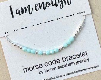 Personalized Morse Code Bracelet for Women - Sterling Silver Custom Name Jewelry - Unbiological Sister Gift for Her, Mom - Loved Bracelet