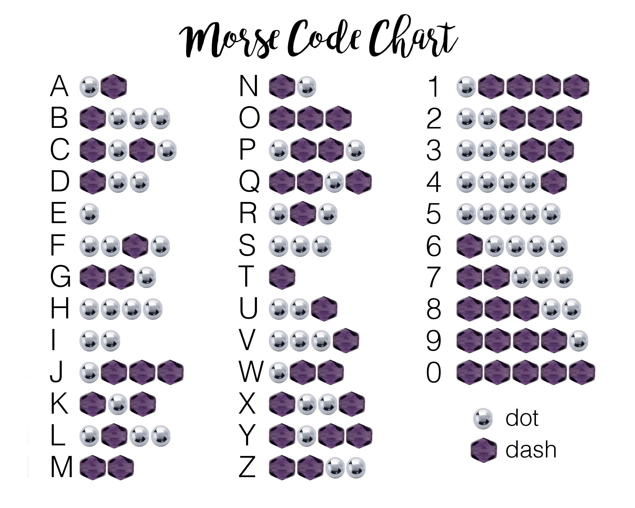Morse Code Bracelet Chart