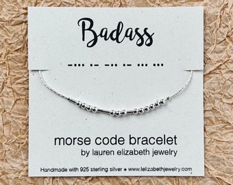 Badass Morse Code Bracelet - Custom Morse Code Jewelry for Women - Personalized Name Bracelet - Unique Gift for Her