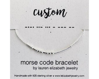 Beaded Bracelet - Custom Word Bracelet - Personalized Morse Code Bracelet for Women - Sterling Silver Jewelry Gift for Her