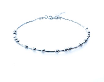 Custom Sterling Silver Morse Code Bracelet - Mother's Day Gift - Personalized Hidden Message Bracelet - Dainty Customized Friendship Gift