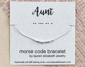 Custom Auntie Gift - Aunt Morse Code Bracelet - Aunt Bracelet - New Aunt Gift - Sterling Silver Birthday Gift for Aunt