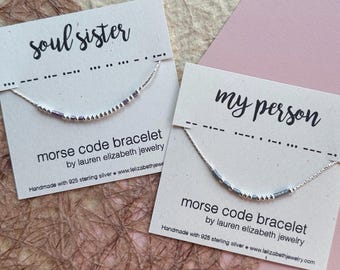 Custom Beaded Bracelet - Personalized Morse Code Bracelet for Women - Soul Sister Bracelet - Dainty Delicate Sterling Silver Bracelet